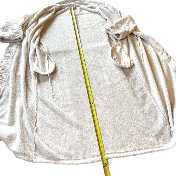 Oscar De La Renta Pink Label Ivory Cream Plush Robe Womens sz S Pockets Embossed - Picture 11 of 12